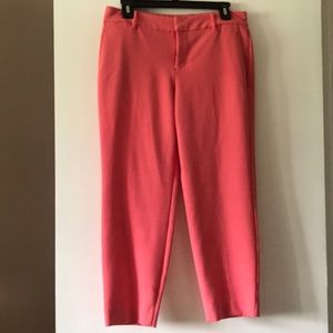 Coral cropped dress pants